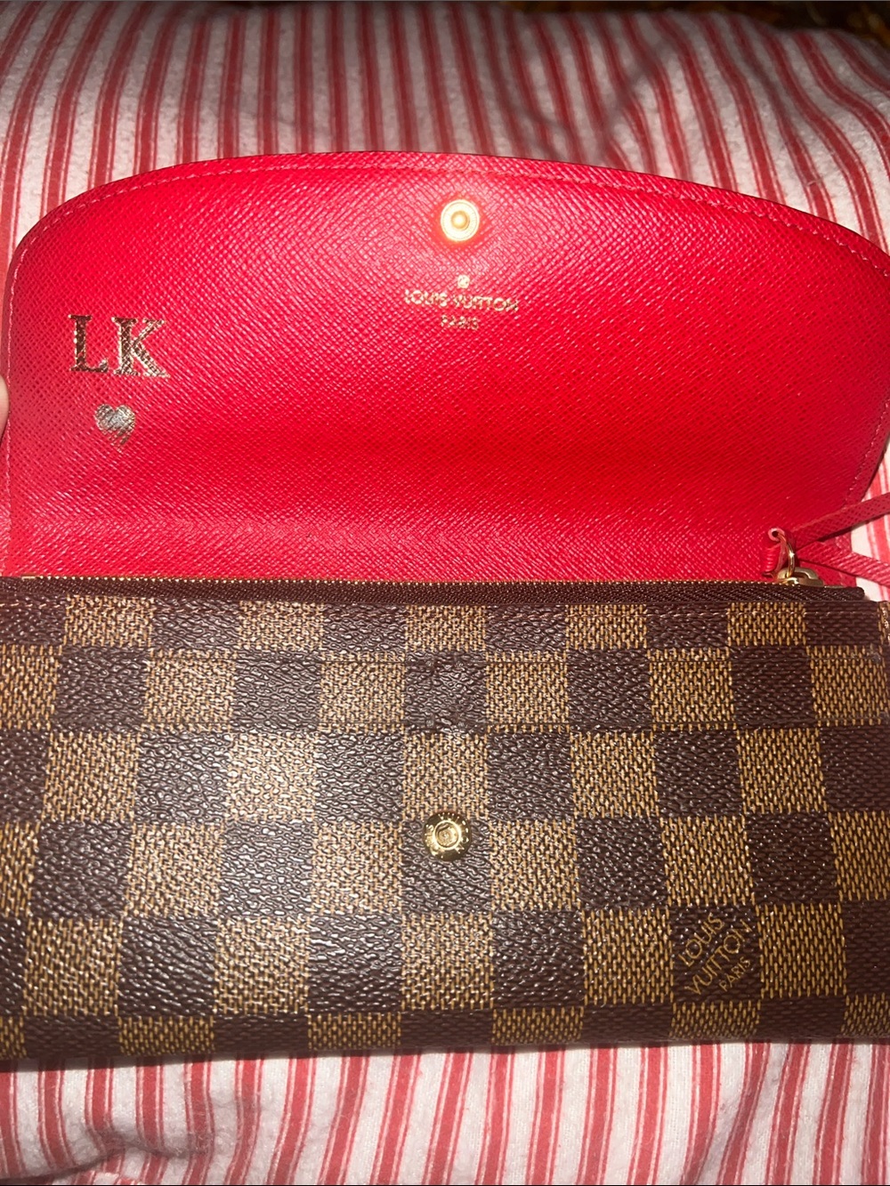 Louis Vuitton Damier Ebene Wallet with Red Snap - Picture 3 of 6